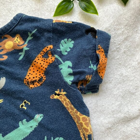 Old Navy Baby Romper 0-3M | Navy Jungle Animal Print One-Piece | GUC - Picture 14 of 16